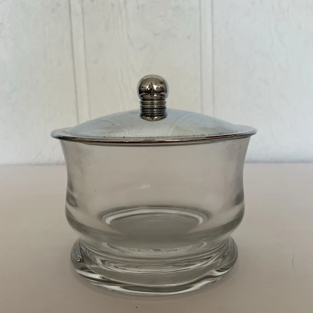 Pottery Barn Heavy Glass Lidded Vanity Jar